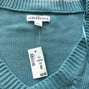 Aeropostale Cable-Knit Cropped V-Neck Sweater